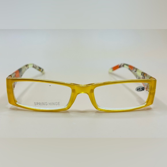 Gold Geometric narrow readers w/spring hinges, stylish arms & Aspheric L… - Picture 2 of 5